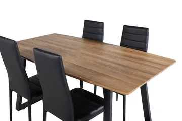 Spisegruppe Venture Home Inca spisegruppe 160 cm rektangulær med 4 Slim-stole Sort/Natur - Møbler - Borde - Spisebordssæt