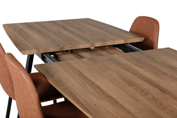 Spisegruppe Venture Home Inca spisegruppe 160 cm rektangulær med 4 Polar-stole Sort/brun/natur - Møbler - Borde - Spisebordssæt