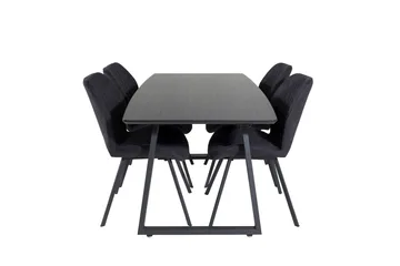 Spisegruppe Venture Home Inca spisegruppe udtrækbar 160 cm rektangulær med 4 Gemma-stole Sort - Møbler - Borde - Spisebordssæt