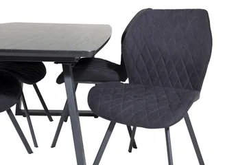 Spisegruppe Venture Home Inca spisegruppe udtrækbar 160 cm rektangulær med 4 Gemma-stole Sort - Møbler - Borde - Spisebordssæt
