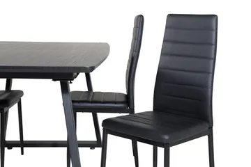 Spisegruppe Venture Home Inca spisegruppe udtrækkelig 160 cm rektangulær med 4 Slim-stole Sort - Møbler - Borde - Spisebordssæt