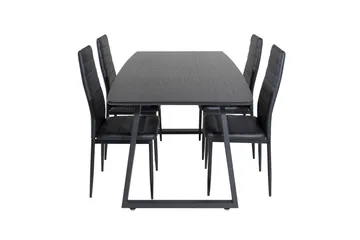 Spisegruppe Venture Home Inca spisegruppe udtrækkelig 160 cm rektangulær med 4 Slim-stole Sort - Møbler - Borde - Spisebordssæt