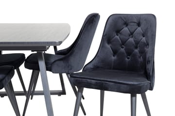 Spisegruppe Venture Home Inca spisegruppe udtrækkelig 160 cm rektangulær med 4 Velvet Deluxe-stole Sort - Møbler - Borde - Spisebordssæt