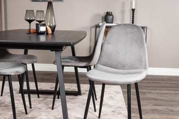 Spisegruppe Venture Home Inca spisegruppe udtrækkelig 160 cm rektangulær med 4 Polar-stole Sort/Lysegrå - Møbler - Borde - Spisebordssæt