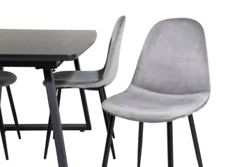 Spisegruppe Venture Home Inca spisegruppe udtrækkelig 160 cm rektangulær med 4 Polar-stole Sort/Lysegrå - Møbler - Borde - Spisebordssæt