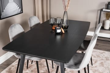 Spisegruppe Venture Home Inca spisegruppe udtrækkelig 160 cm rektangulær med 4 Polar-stole Sort/Lysegrå - Møbler - Borde - Spisebordssæt