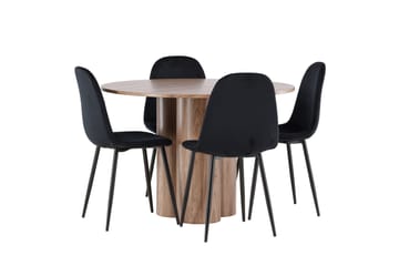 Spisegruppe Venture Home Olivia spisegruppe 110 cm rund med 4 Polar-stole Mokka/Sort/Sort - Møbler - Borde - Spisebordssæt