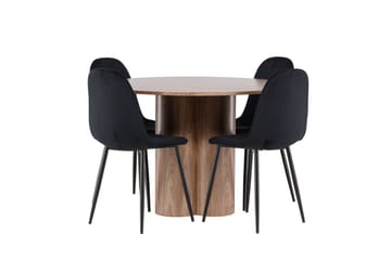 Spisegruppe Venture Home Olivia spisegruppe 110 cm rund med 4 Polar-stole Mokka/Sort/Sort - Møbler - Borde - Spisebordssæt