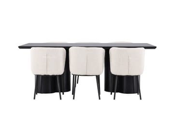 Spisegruppe Venture Home Olivia spisegruppe 210 cm rektangulær med 6 Agnes stole Sort/Hvid/Sort - Møbler - Borde - Spisebordssæt