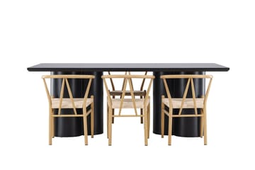 Spisegruppe Venture Home Olivia spisegruppe 210 cm rektangulær med 6 Alfons stole Sort/Beige/Brun - Møbler - Borde - Spisebordssæt