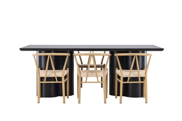 Spisegruppe Venture Home Olivia spisegruppe 210 cm rektangulær med 6 Alfons stole Sort/Beige/Brun - Møbler - Borde - Spisebordssæt