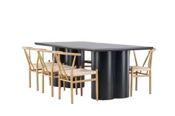 Spisegruppe Venture Home Olivia spisegruppe 210 cm rektangulær med 6 Alfons stole Sort/Beige/Brun - Møbler - Borde - Spisebordssæt