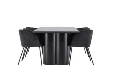 Spisegruppe Venture Home Olivia spisegruppe 210 cm rektangulær med 6 Berit stole Sort/Sort/Sort - Møbler - Borde - Spisebordssæt