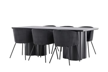Spisegruppe Venture Home Olivia spisegruppe 210 cm rektangulær med 6 Berit stole Sort/Sort/Sort - Møbler - Borde - Spisebordssæt