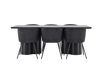 Spisegruppe Venture Home Olivia spisegruppe 210 cm rektangulær med 6 Berit stole Sort/Sort/Sort - Møbler - Borde - Spisebordssæt