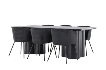 Spisegruppe Venture Home Olivia spisegruppe 210 cm rektangulær med 6 Berit stole Sort/Sort/Sort - Møbler - Borde - Spisebordssæt