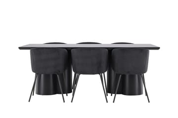 Spisegruppe Venture Home Olivia spisegruppe 210 cm rektangulær med 6 Berit stole Sort/Sort/Sort - Møbler - Borde - Spisebordssæt