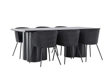 Spisegruppe Venture Home Olivia spisegruppe 210 cm rektangulær med 6 Berit stole Sort/Sort/Sort - Møbler - Borde - Spisebordssæt