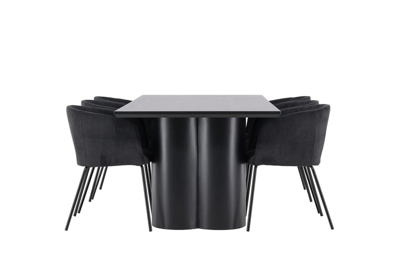 Spisegruppe Venture Home Olivia spisegruppe 210 cm rektangulær med 6 Berit stole Sort/Sort/Sort - Møbler - Borde - Spisebordssæt