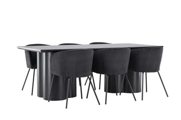 Spisegruppe Venture Home Olivia spisegruppe 210 cm rektangulær med 6 Berit stole Sort/Sort/Sort - Møbler - Borde - Spisebordssæt