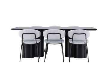 Spisegruppe Venture Home Olivia spisegruppe 210 cm rektangulær med 6 Chico stole Sort/Blå/Sort - Møbler - Borde - Spisebordssæt