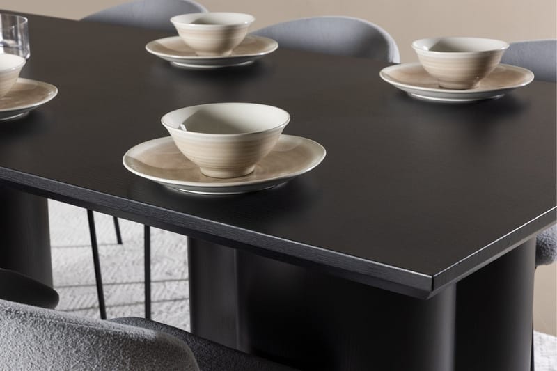Spisegruppe Venture Home Olivia spisegruppe 210 cm rektangulær med 6 Chico stole Sort/Blå/Sort - Møbler - Borde - Spisebordssæt