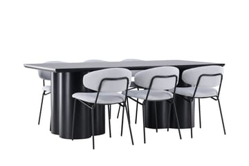 Spisegruppe Venture Home Olivia spisegruppe 210 cm rektangulær med 6 Chico stole Sort/Blå/Sort - Møbler - Borde - Spisebordssæt