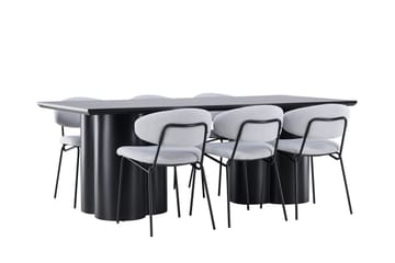 Spisegruppe Venture Home Olivia spisegruppe 210 cm rektangulær med 6 Chico stole Sort/Blå/Sort - Møbler - Borde - Spisebordssæt