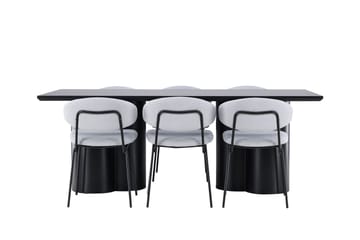 Spisegruppe Venture Home Olivia spisegruppe 210 cm rektangulær med 6 Chico stole Sort/Blå/Sort - Møbler - Borde - Spisebordssæt