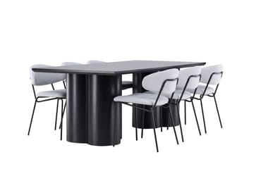 Spisegruppe Venture Home Olivia spisegruppe 210 cm rektangulær med 6 Chico stole Sort/Blå/Sort - Møbler - Borde - Spisebordssæt
