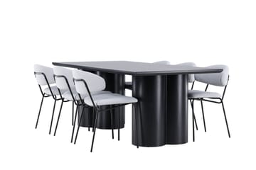 Spisegruppe Venture Home Olivia spisegruppe 210 cm rektangulær med 6 Chico stole Sort/Blå/Sort - Møbler - Borde - Spisebordssæt