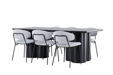 Spisegruppe Venture Home Olivia spisegruppe 210 cm rektangulær med 6 Chico stole Sort/Blå/Sort - Møbler - Borde - Spisebordssæt