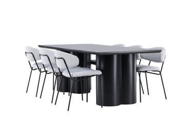 Spisegruppe Venture Home Olivia spisegruppe 210 cm rektangulær med 6 Chico stole Sort/Blå/Sort - Møbler - Borde - Spisebordssæt