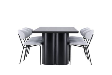 Spisegruppe Venture Home Olivia spisegruppe 210 cm rektangulær med 6 Chico stole Sort/Blå/Sort - Møbler - Borde - Spisebordssæt