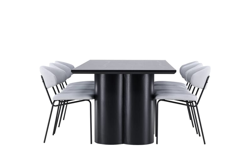 Spisegruppe Venture Home Olivia spisegruppe 210 cm rektangulær med 6 Chico stole Sort/Blå/Sort - Møbler - Borde - Spisebordssæt