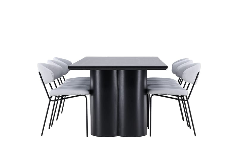Spisegruppe Venture Home Olivia spisegruppe 210 cm rektangulær med 6 Chico stole Sort/Blå/Sort - Møbler - Borde - Spisebordssæt