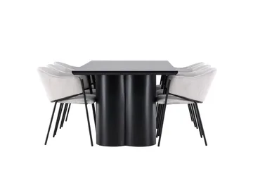 Spisegruppe Venture Home Olivia spisegruppe 210 cm rektangulær med 6 Evelina-stole Sort/Grå/Sort - Møbler - Borde - Spisebordssæt