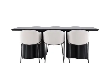 Spisegruppe Venture Home Olivia spisegruppe 210 cm rektangulær med 6 Evelina-stole Sort/Grå/Sort - Møbler - Borde - Spisebordssæt