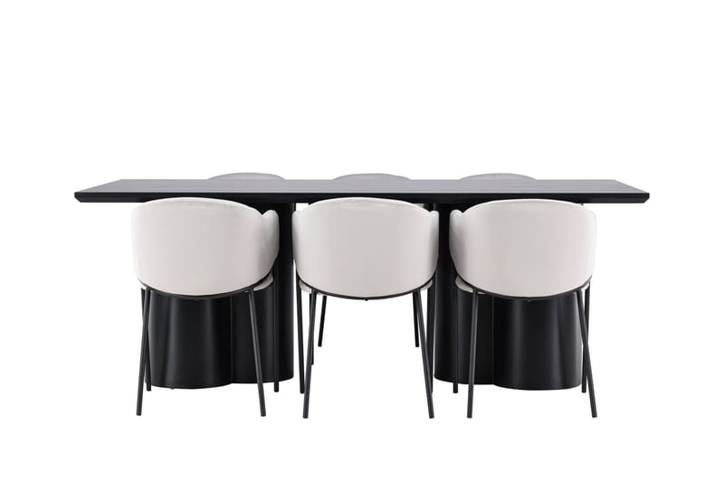 Spisegruppe Venture Home Olivia spisegruppe 210 cm rektangulær med 6 Evelina-stole Sort/Grå/Sort - Møbler - Borde - Spisebordssæt