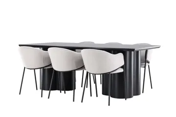 Spisegruppe Venture Home Olivia spisegruppe 210 cm rektangulær med 6 Evelina-stole Sort/Grå/Sort - Møbler - Borde - Spisebordssæt