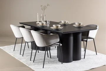 Spisegruppe Venture Home Olivia spisegruppe 210 cm rektangulær med 6 Evelina-stole Sort/Grå/Sort - Møbler - Borde - Spisebordssæt