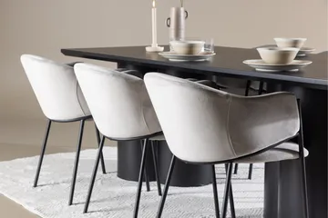 Spisegruppe Venture Home Olivia spisegruppe 210 cm rektangulær med 6 Evelina-stole Sort/Grå/Sort - Møbler - Borde - Spisebordssæt