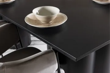 Spisegruppe Venture Home Olivia spisegruppe 210 cm rektangulær med 6 Evelina-stole Sort/Grå/Sort - Møbler - Borde - Spisebordssæt