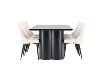 Spisegruppe Venture Home Olivia spisegruppe 210 cm rektangulær med 6 Leone stole Sort/Beige/Sort - Møbler - Borde - Spisebordssæt