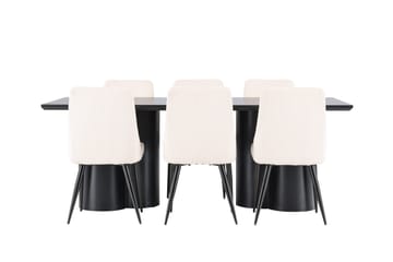 Spisegruppe Venture Home Olivia spisegruppe 210 cm rektangulær med 6 Leone stole Sort/Beige/Sort - Møbler - Borde - Spisebordssæt