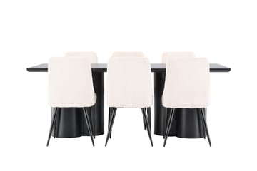 Spisegruppe Venture Home Olivia spisegruppe 210 cm rektangulær med 6 Leone stole Sort/Beige/Sort - Møbler - Borde - Spisebordssæt