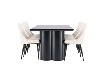 Spisegruppe Venture Home Olivia spisegruppe 210 cm rektangulær med 6 Leone stole Sort/Beige/Sort - Møbler - Borde - Spisebordssæt