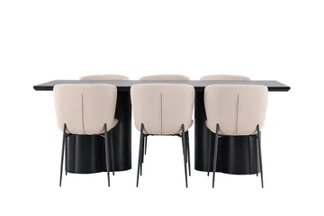 Spisegruppe Venture Home Olivia spisegruppe 210 cm rektangulær med 6 Modesto stole Sort/Beige/Sort - Møbler - Borde - Spisebordssæt