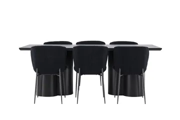 Spisegruppe Venture Home Olivia spisegruppe 210 cm rektangulær med 6 Modesto stole Sort/Sort/Sort - Møbler - Borde - Spisebordssæt