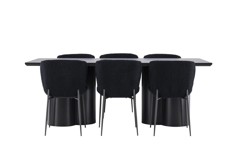 Spisegruppe Venture Home Olivia spisegruppe 210 cm rektangulær med 6 Modesto stole Sort/Sort/Sort - Møbler - Borde - Spisebordssæt